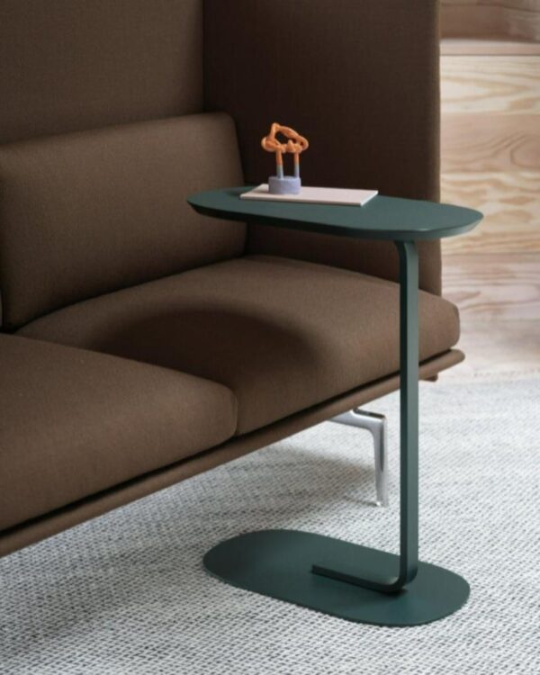 A modern side coffee table with a compact design and minimalist aesthetic, featuring a wooden tabletop and metal legs."